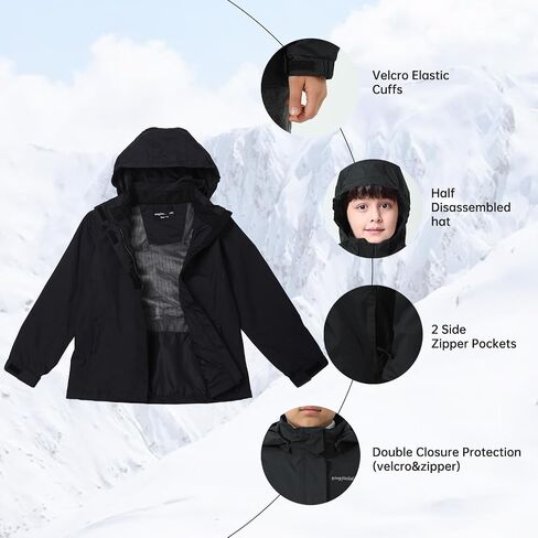 YINGJIELIDE Boys Girls Rain Jacket,Kids Lightweight Waterproof Hooded Raincoats Windbreakers,Outdoor Hiking Coat in Kuwait