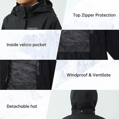 YINGJIELIDE Boys Girls Rain Jacket,Kids Lightweight Waterproof Hooded Raincoats Windbreakers,Outdoor Hiking Coat in Kuwait
