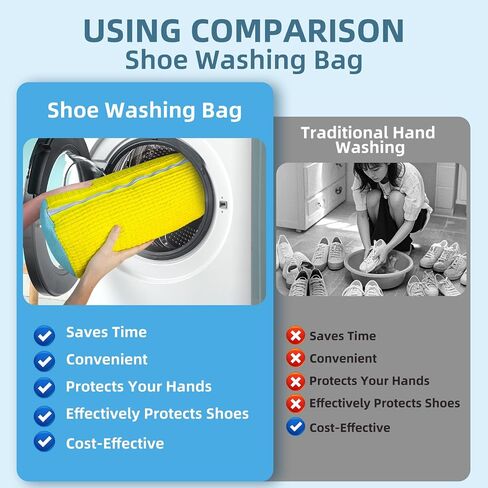 Shoe Washing Machine Bag, Sneaker Laundry Shoe Bag for Washer and Dryer, Durable Mesh Laundry Bags for Delicates Shoes Washing Bag with Side Zip, Reusable Shoe Bag for Gym Shoes(Yellow 1PCs) in Saudi Arabia