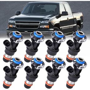 FJ315 Fuel Injectors Compatible for Chevy Silverado/Express 1500 2500 3500 4.8L/5.3L/6.0L 2001-2004 2005 2006, Replace# 25317628 17113698 17113553 FJ10062 8171136980 17114502 8pcs 4 Holes Injector