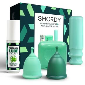 كأس شحمي شوردي مع Applicator & Lube-أكواب فترة قابلة لإعادة الاستخدام (صغيرة وكبيرة) للمبتدئين والمستخدمين ذوي الخبرة-حماية لمدة 12 ساعة ، مجموعة الرعاية الأنثوية ، بديل للأقراص ، السدادات والوسادات