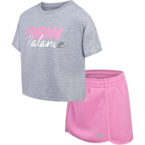 مجموعة New Balance Girls 'Scooter - 2 قطعة الصوف القصيرة ذات الأكمام القصيرة و Skorts Activewear for Girls (الأحجام: 7-12)