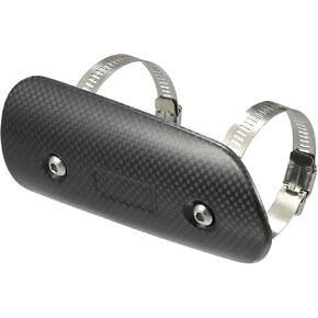 Muffler Heat Guard with Clamp/Exhaust Pipe Head Shield Cover for Motorcycle/Heat Insulation Carbon Fiber 145x62mm / 1 Set Black