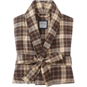 Men's Robe-Polyester Flannel Ultra-Lightweight Bathrobe for Unisex,Scottish Plaid Style Shawl Collar Bathrobe in Kuwait