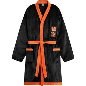 Dragon Ball Z Mens Fleece Plush Robe, Long Warm Bathrobe for Men, Fleece Robe