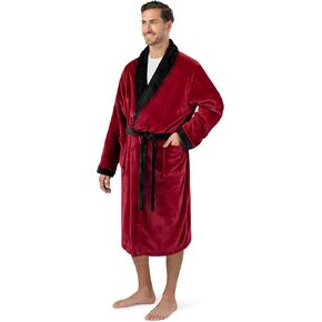 PAVILIA Mens Soft Robe Bathrobe for Men, Lightweight Fleece Male Robe Long Bath Shower Spa