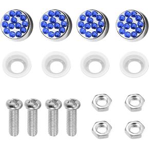 Bling Stainless Screws Fasteners for License Plate Frames and Covers - Rustproof, Handmade Glitter Crystal Diamond Accessory for Lincense Plate Protectersm,Bedazzled Sparkly (Black) in Kuwait