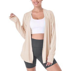 Womens Thin Summer Cardigan Long Sleeve Open Front Upf50 Uv SPF Sun Protection Lightweight Cover Up Thumb Holes with Pockets in Saudi Arabia