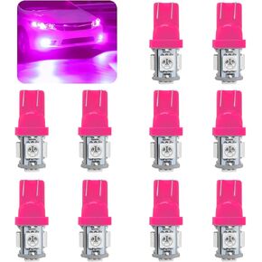 10pcs 194 مصباح LED LED ، 6000K T10 168 W5W 2825 5SMD 5050 رقائق LED لمصابيح البديل ، 12 فولت مصباح LED LED للسيارة Dome Map Door Lights Corply Lights (Pink Purple)