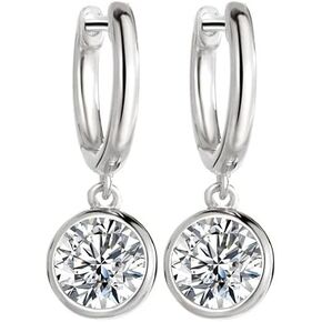 VVS1 D Color 1 Carat Bezel Set Diamond Dangle Earrings - Exquisite Sparkle in 14K Gold