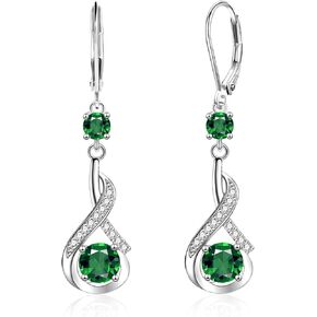 ALEXCRAFT 925 Sterling Silver Dangle Earrings for Women Leverback Cubic Zirconia Hanging Drop Earrings Jewelry for Women