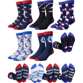 5 Pairs Funny Texas Socks for Men Novelty Texas Souvenirs Gifts City State Socks Souvenirs for Traveler Lover Holiday Birthday Gifts