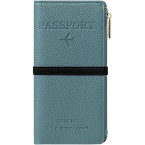RFID-Blocking Leather Travel Wallet & Passport Holder with Zipper Pocket, Card Slots, and Phone Compartment – Waterproof Travel Organizer for Women & Men. TG-1 (Pink)