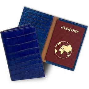 Black Slim Alligator Leater Leather Passport Cover Cover Crocodile Belly Travel Bifold Wallet ID CASE CASE Premium RFID Forcing Handmade Gaint for Men Pass-01