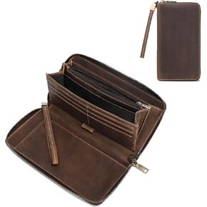 LANNSYNE Full Grain Leather Family Travel Passport Wallet, RFID Blocking Bifold Multiple Document Organizer For Man/Women