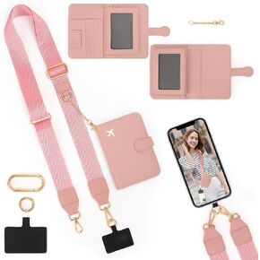 ZOPPEN Passport Holder for Travel Passport Wallet Cover Case with Phone Lanyard, Clip and Go Strap for Phone with Wallet Crossbody, Beige