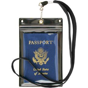 StoreSMART Sport - Zipper Passport Holder with Lanyard 2-PACK - Clear Plastic Front & Black Plastic Back - SPCR1596ZIPS-2