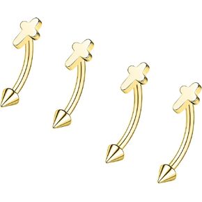 ZS 2 Pairs Stainless Steel Eyebrow Rings, 16G Curved Belly Rings Navel Barbell Helix Daith Tragus Earrings, 8/10mm Spike Vertical Labret Lip Piercing Jewelry in Kuwait