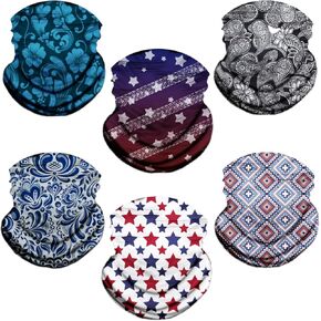 6 حزمة عنق العنق Gaiter Balaclavas قناع Bandana Bandana Wrap Face وشاح متعدد الاستخدامات للرجال نساء