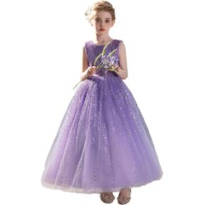 Flower Girls Sequin Dress Bridesmaid Sparkle Formal Wedding Party Birthday Kids Pageant Princess Prom Ball Gown