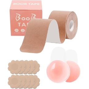 Boob Tape Breast Lift Tape for Large Breasts,2 Pcs Silicone Breast Reusable Adhesive Bra, Bob Tape for Large Breasts A-G Cup