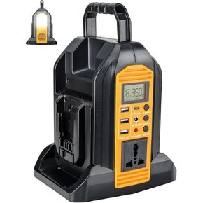 Taingwei 350W الطاقة العاكس لبطارية DeWalt 20V 60V ، 2 شؤون DC 20V إلى AC 110-120V العاكس بطارية موجة الجيب النقي مع 3 منفذ USB-A ، 1 منفذ USB-C ، 300LM LED ضوء الطوارئ (أداة فقط))