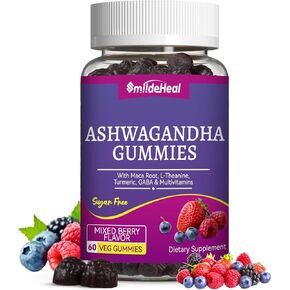 Ashwagandha Gummies 3000mg - تخفيف الإجهاد ، الدعم المناعي وزيادة الطاقة - مكملات Ashwagandha للنساء والرجال - نكهة التوت المختلطة الطبيعية (60 عدد)
