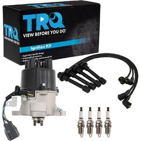 TRQ Ignition Kit Distributor Spark Plugs Wire Set Compatible with 1997-1998 Honda Civic