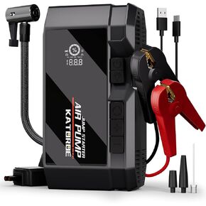 Car Jump Starter with Air Compressor, 4500A 150 PSI Portable Jump Starter Battery Pack (10.0L Gas/8.0L Diesel), 12V Jump Box Car Battery Jump Starter with 80 Starts, QC 3.0, Large Display, Flashlight
