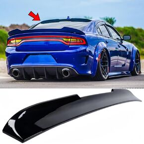 نافذة خلفية سقف سقف المفسد المفسد وينغ ABS ملاءمة لشاحن Dodge SRT/GT/RT/SXT/SCAT PACK/DAYTONA 2015-2023 Gloss Black V-Style Lip Exclistories
