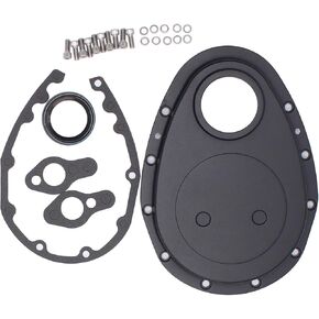 1 Set Black Polished Aluminum Timing Chain Cover Kit With Gaskets And Bolts Fits for Small Block Chevy SBC 283 305 327 350 383 400
