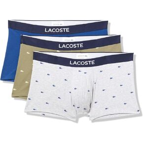 Lacoste Men's Cotton Stretch Mini Croc Print Trunks, 3-Pack