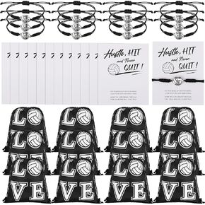 36 Pcs Volleyball Team Gifts Volleyball Party Favors Bulk Include 12 Volleyball Drawstring Bag Gift Bags 12 Adjustable Volleyball Bracelet 12 Cards for Team Players Gift Sport Themed Supplies