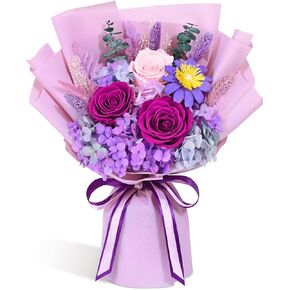 Yastouay Preserved Fresh Flowers for Delivery, Real Forever Flowers Fresh Bouquet with Gifts Box, Mothers Day Flowers for Mom, Birthday Gifts for Women Her