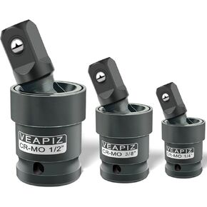 3pcs تؤثر على مجموعة مقبس المفصل العالمي مجموعة ， 1/4 "، 3/8" ، 1/2 "مجموعة مقبس محرك محول مفصل الصلب CR-MO