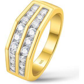 D Color VVS1 Mens Moissanite Wedding Band 925 Sterling Silver Gold Gold Lings for Men Groom Edernity Pave Size 8-13