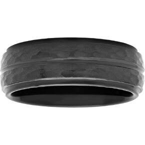 Men’s Black Tantalum Carbide 8mm Hammer Finish Grooved Wedding Band