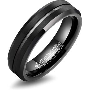 فرقة زفاف Lerchphi Tungsten للرجال ، حلقات وعد محفورة وقابلة للتخصيص له وله ، عرضها 6 مم بحجم 8 ملم 6-14 ، حافة مركزية مركزية ، راحة ملائمة