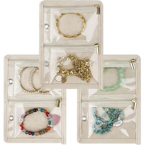 Travel Jewelry Organizer Case,Small Jewelry Bags Jewelry Storage Book Ring Binder with Clear Zipper Velvet Pouch for Traveling