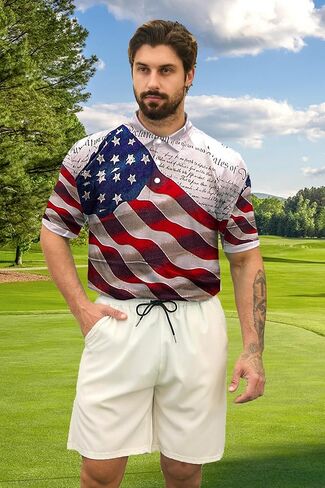 Mens Golf Polo Shirts Short Sleeve Printed Moisture Wicking Casual Shirt in Saudi Arabia