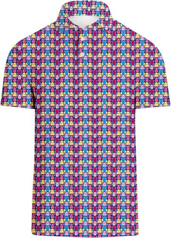 Mens Golf Polo Shirts Short Sleeve Printed Moisture Wicking Casual Shirt in Saudi Arabia