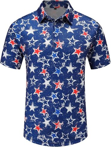 Men's American Flag Polo Shirt, USA Patriotic Short Sleeve Dri-Fit Quick-Dry Golf Shirt in Saudi Arabia