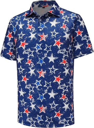 Men's American Flag Polo Shirt, USA Patriotic Short Sleeve Dri-Fit Quick-Dry Golf Shirt in Saudi Arabia