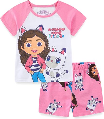 DREAMWORKS GABBY'S DOLLHOUSE Girls Short Sleeve T-Shirt and French Terry Shorts Set for Toddler and Big Kids in Saudi Arabia