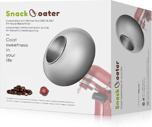 Aieve Snack Coater متوافق مع خلاط حامل رأس مائل كيتشن إيد سلسلة فئة 4.5 لتر وسلسلة الحرفيين 5 لتر لصنع اللوز المغطى بالشوكولاتة سعة 160 أونصة/4.73 لتر (نسخة مطورة) in Kuwait
