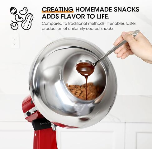 Aieve Snack Coater متوافق مع خلاط حامل رأس مائل كيتشن إيد سلسلة فئة 4.5 لتر وسلسلة الحرفيين 5 لتر لصنع اللوز المغطى بالشوكولاتة سعة 160 أونصة/4.73 لتر (نسخة مطورة) in Kuwait