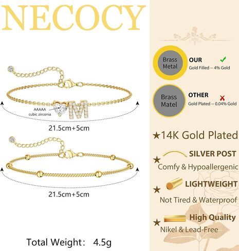 Love Heart Initial Gold Anklets for Women Dainty 14k Gold Plated CZ Anklet Trendy Waterproof Fashion Jewelry Gifts for Women in Saudi Arabia