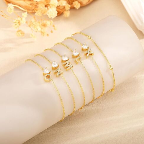 Love Heart Initial Gold Anklets for Women Dainty 14k Gold Plated CZ Anklet Trendy Waterproof Fashion Jewelry Gifts for Women in Saudi Arabia