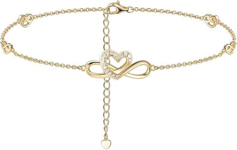سوار Moissanite Infinity/Anklet للنساء ، حقيقي 925 من الفضة الفضية السترلينج ، المجوهرات الصيفية الجميلة ، سوار: 5.8-7.8 بوصة (15-19 سم) ، Anklet: 8.6-10.6inch (21-26 سم) ، قابلة للتعديل in Kuwait