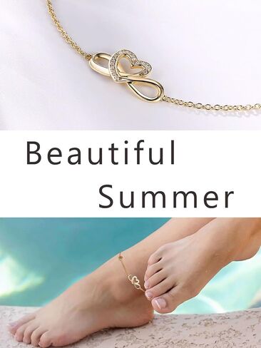 سوار Moissanite Infinity/Anklet للنساء ، حقيقي 925 من الفضة الفضية السترلينج ، المجوهرات الصيفية الجميلة ، سوار: 5.8-7.8 بوصة (15-19 سم) ، Anklet: 8.6-10.6inch (21-26 سم) ، قابلة للتعديل in Kuwait